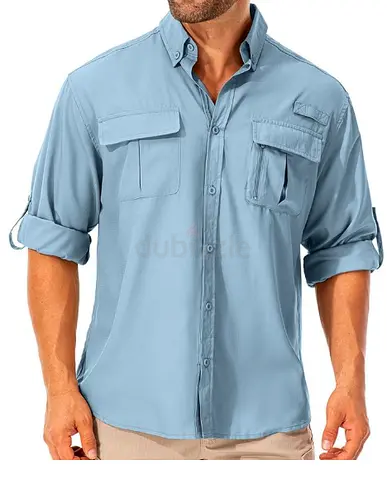 Mens Hiking/Fishing Shirt, Sun UV Protection, Quick Drying Size: XXL - BLUE