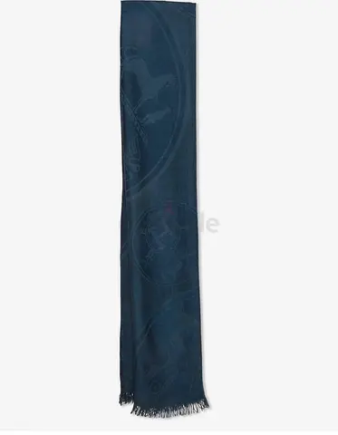 Navy blue Hermes Cashmere long scarf — lightweight, excellent condition