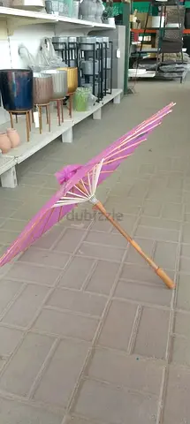 Japanese Pink Decorative Paper Umbrella - Light Wooden Handle