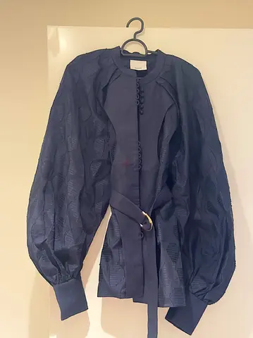 Navy Blue Long Sleeve Blouse - Acler - Size 8 UK
