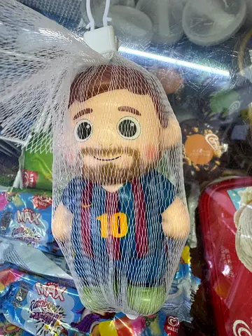 Soft plush character doll in mesh packaging - good condition Messi Ronaldo Coca-Cola pepsi