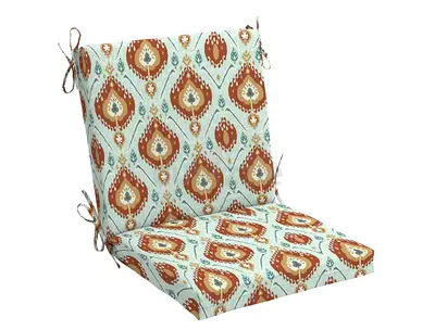 19 in x 20 in Rectangular Outdoor Mid Back Dining Chair Cushion in Noonan Seabreeze