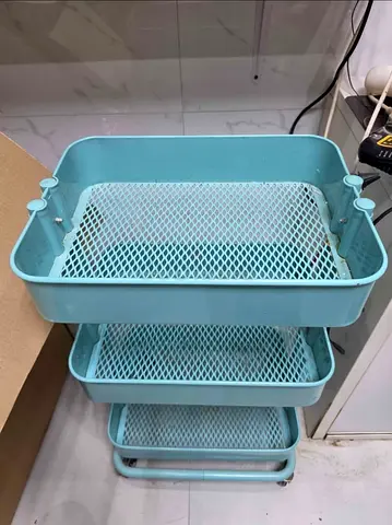 Light Green 3-Tier Rolling Kitchen/Storage Cart