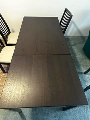 IKEA Extendable Dining Table with 4 chairs- Dark brown