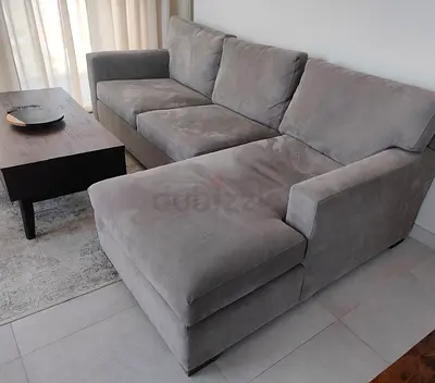 Axis model crate and barrel soft velvet lshape sofa
