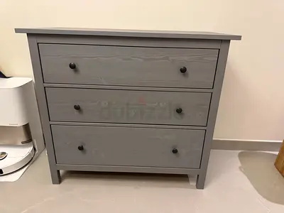 IKEA Grey 3-Drawer Wooden Chest of Drawers - Excellent Condition
