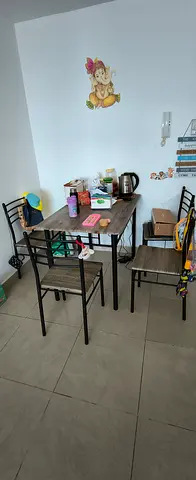 Compact 4-Seater Dining Table with Chairs - Wood  Metal Frame