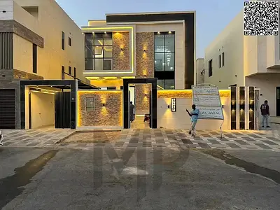 Luxury villa for sale with two floors and a spacious yard, near Sheikh Mohammed Bin Zayed Road, wit