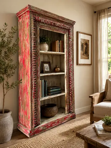 Handcrafted Vintage Solid Wood Bookshelf