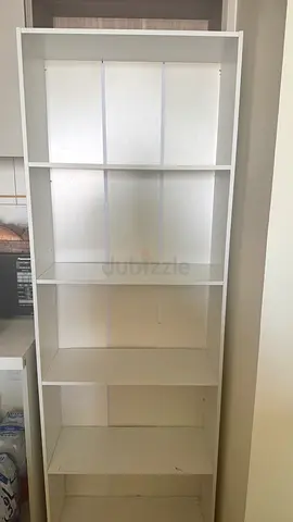 White Tall Bookshelf / Storage Shelving Unit - Good Condition