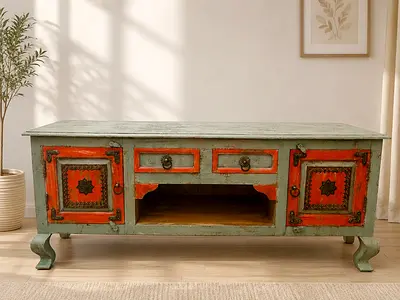 Solid Wood Vintage Tv Console