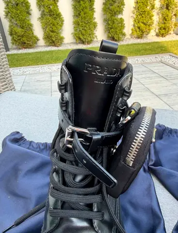 Prada Monolith Leather  Re-Nylon Boots with Pouch - Original