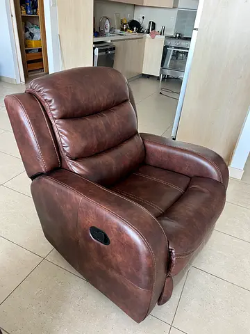 Brown Leather Recliner Armchair - Comfortable Single Seat