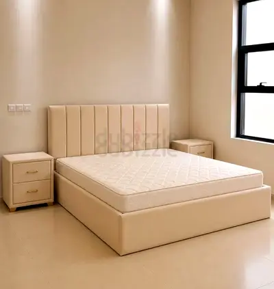 Brend New fabric wooden Queen size 150x190 bed with Madical Matress Available