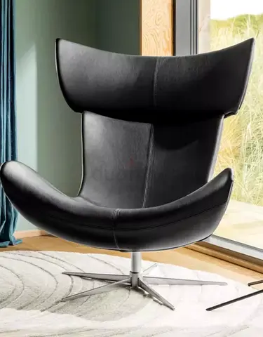 Bo Concept Suede Lounge Chair with High Back with Leg Rest