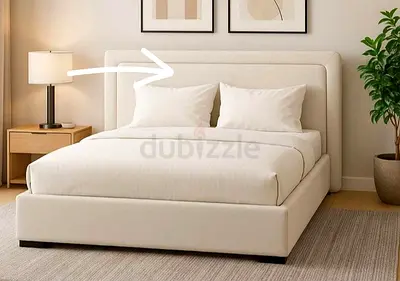 White Upholstered Double Bed with Padded Headboard