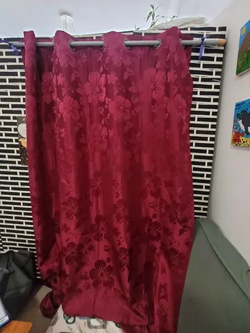 MOVING OUT SALE: Burgundy Floral Eyelet Curtains