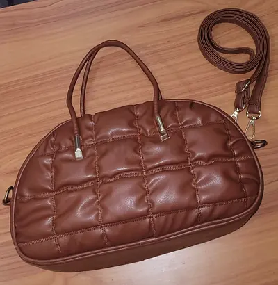 MOVING OUT SALE: Brown Quilted Leatherette Shoulder Bag with Detachable Strap