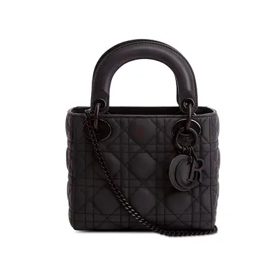 Christian Dior 2020 Black Ultra Matte Calfskin Cannage Mini Lady Dior
