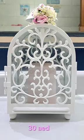 White Ornate Decorative Standing Mirror with Floral Accent - 30 AED