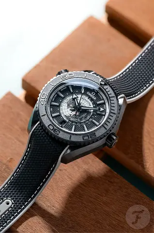 Omega Seamaster Planet Ocean GMT-style Mens Watch with Black Dial and Rubber Strap