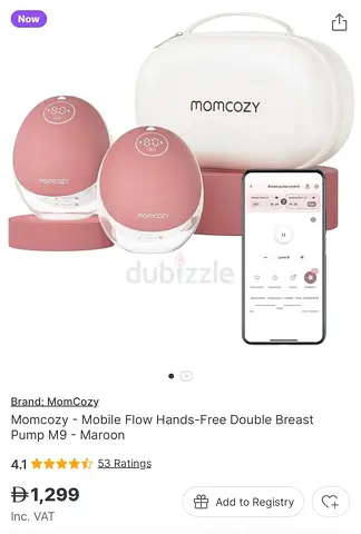 Momcozy Mobile Flow Hands-Free Double Electric Breast Pump M9 - Maroon (Like New)