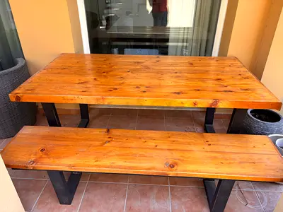 Rustic table and bench