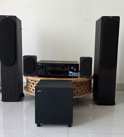 Denon home theater speaker system with Jamo Speakers and subwoofer and AVR - good condition