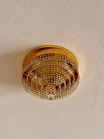 Elegant Gold Crystal Beaded Ceiling Chandelier – Excellent Condition