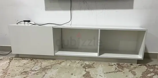 White wall-mounted TV unit / media console - modern, good condition