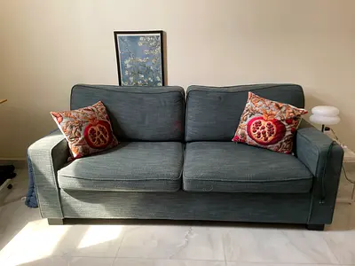 Green Grey 2-seater Sofa with Bed in Good Condition Danube Home