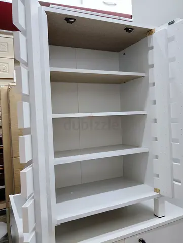 White Tall Storage Cabinet with Shelves — Good Condition