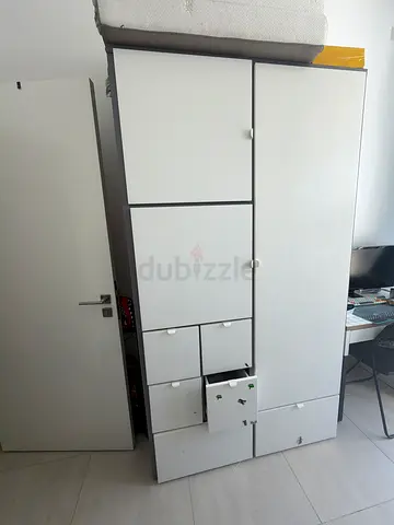 White Multi-Compartment Wardrobe / Storage Cabinet - Good Condition