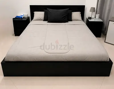 King size bed with mattress and 2 nightstands