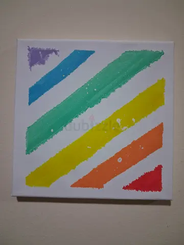 Hand-painted Abstract Striped Canvas Artwork by 9 year Girl.