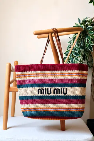 Miu Miu Straw Tote Bag — Multicolor Beach/Everyday Bag
