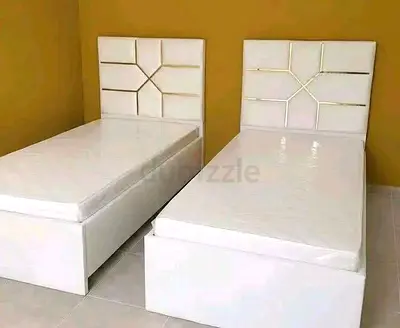 New Pair of White Single Beds with Headboards and Mattresses