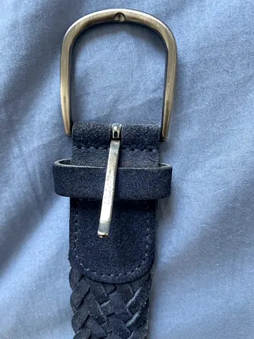 Dark grey braided suede belt with metal buckle - made in Italy