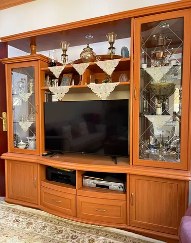 Tv table with glass show case