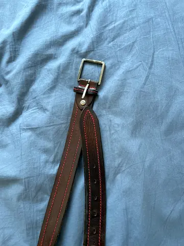 Lacoste Brown leather mens belt with contrast stitching, size 34-38
