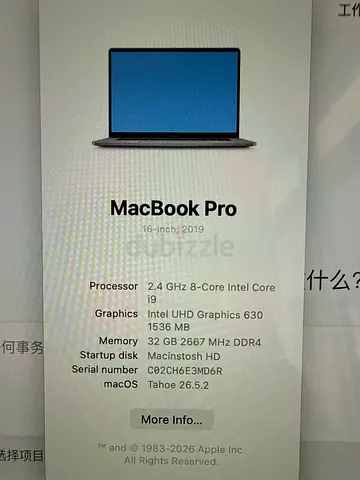 Apple MacBook Pro 16-inch (2019) - 2.4GHz 8‑Core, 32GB RAM, 1TB SSD
