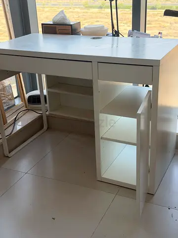 White ikea Study Desk with Storage Shelves