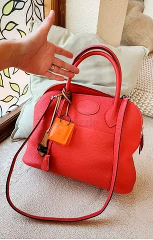 Authentic Hermes Bolide Jaipur coral with strap and inclusions