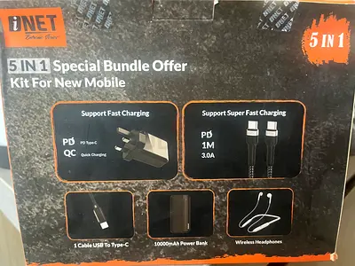 iNET 5-in-1 Mobile Kit — Power Bank, PD Charger, Cables  Earphones