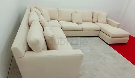 Crate and Barrel beige color Ushape sofa for sale