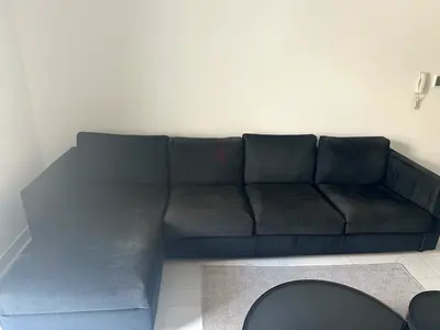 Modern L-Shaped Sectional Sofa in Dark Grey