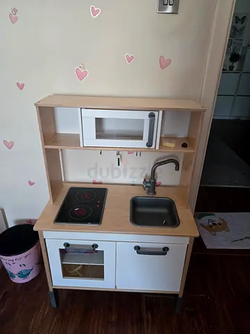 IKEA DUKTIG Wooden Play Kitchen - Light Wood and White, Good Condition