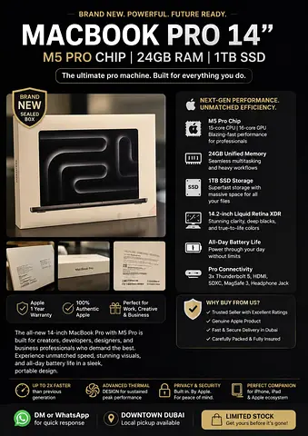 MacBook Pro 14 M5 Pro 24GB 1TB Brand New Sealed