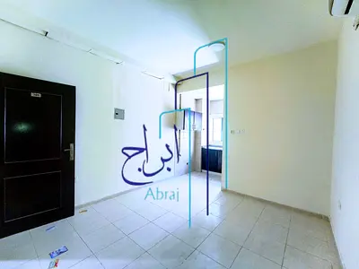 Lavish studio with separate kitchen in front of park building with AC for family only