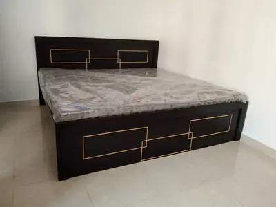 Solid Dark Wood Double Bed with Headboard and Footboard - Good Condition